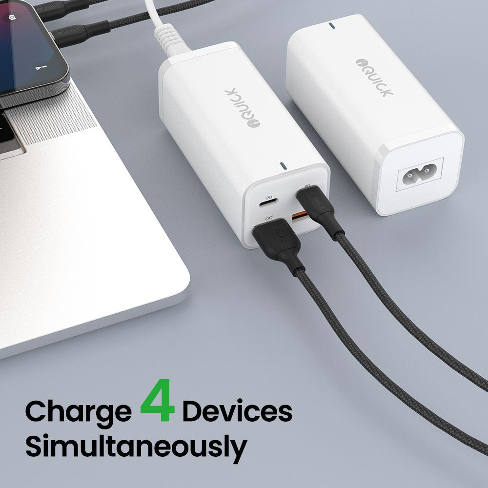 iQuick 100W 2*USB-A 2*USB-C 4-Port Wall Charger Power Strip White