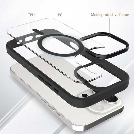 iPhone 17 Air Redefyne Metal Camera Lens Magnetic Transparent MagSafe Case — Black
