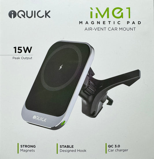 MagSafe iQuick iMG1 Magnetic Wireless Car Charger Pad Air-vent Car Mount 15W (iPhone)
