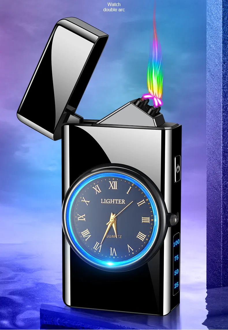 2024 Multifunctional Dual Arc Lighting Watch Lighter Plasma Lighter Windproof Lighter Rechargable