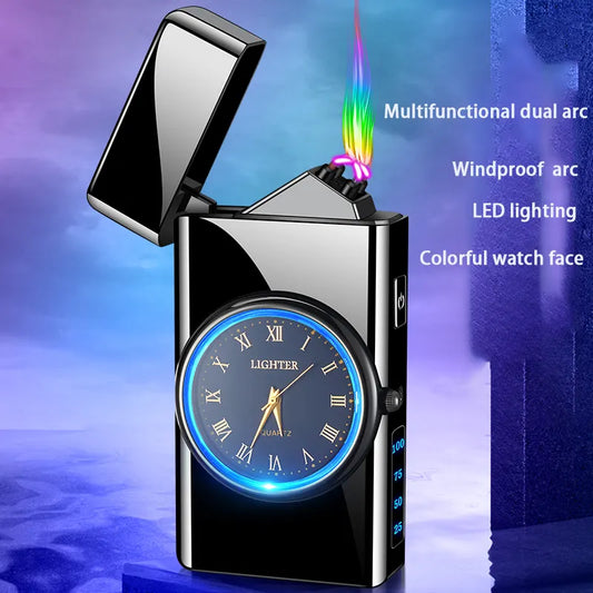 2024 Multifunctional Dual Arc Lighting Watch Lighter Plasma Lighter Windproof Lighter Rechargable