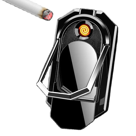 Plasma Electronic Double USB Coil Phone Holder Lighter Zinc Alloy Rechargable Windproof