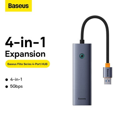 Baseus Flite Series 4-Port USB-A to USB 3.0 Hub Docking Station – New