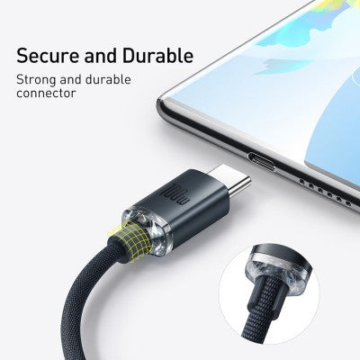 Baseus Crystal Shine Series Fast-Charging USB-A to USB-C Cable – 100 W, 2 m (Black)