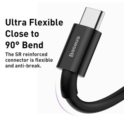 Baseus Superior Series Fast-Charging USB-A to USB-C Cable – 66 W, 2 m (Black/White)