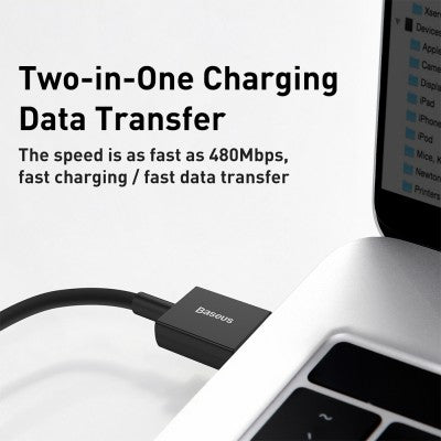 Baseus Superior Series Fast-Charging USB-A to USB-C Cable – 66 W, 2 m (Black/White)