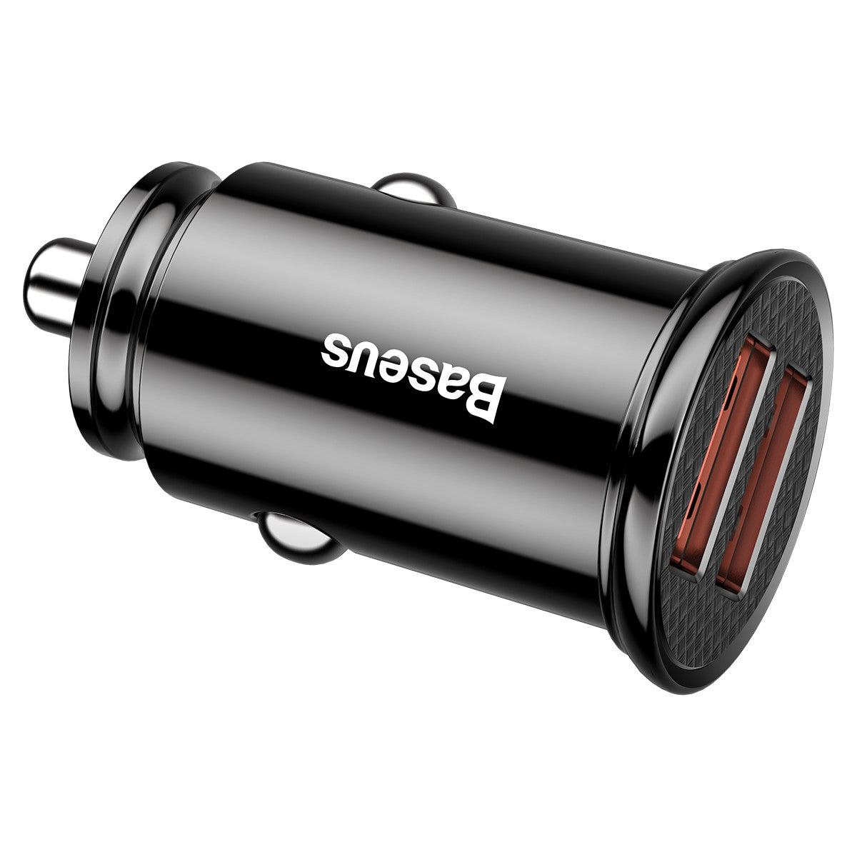 Baseus Circular Plastic A+A 30W Dual QC3.0 Quick Car Charger-Black USB A