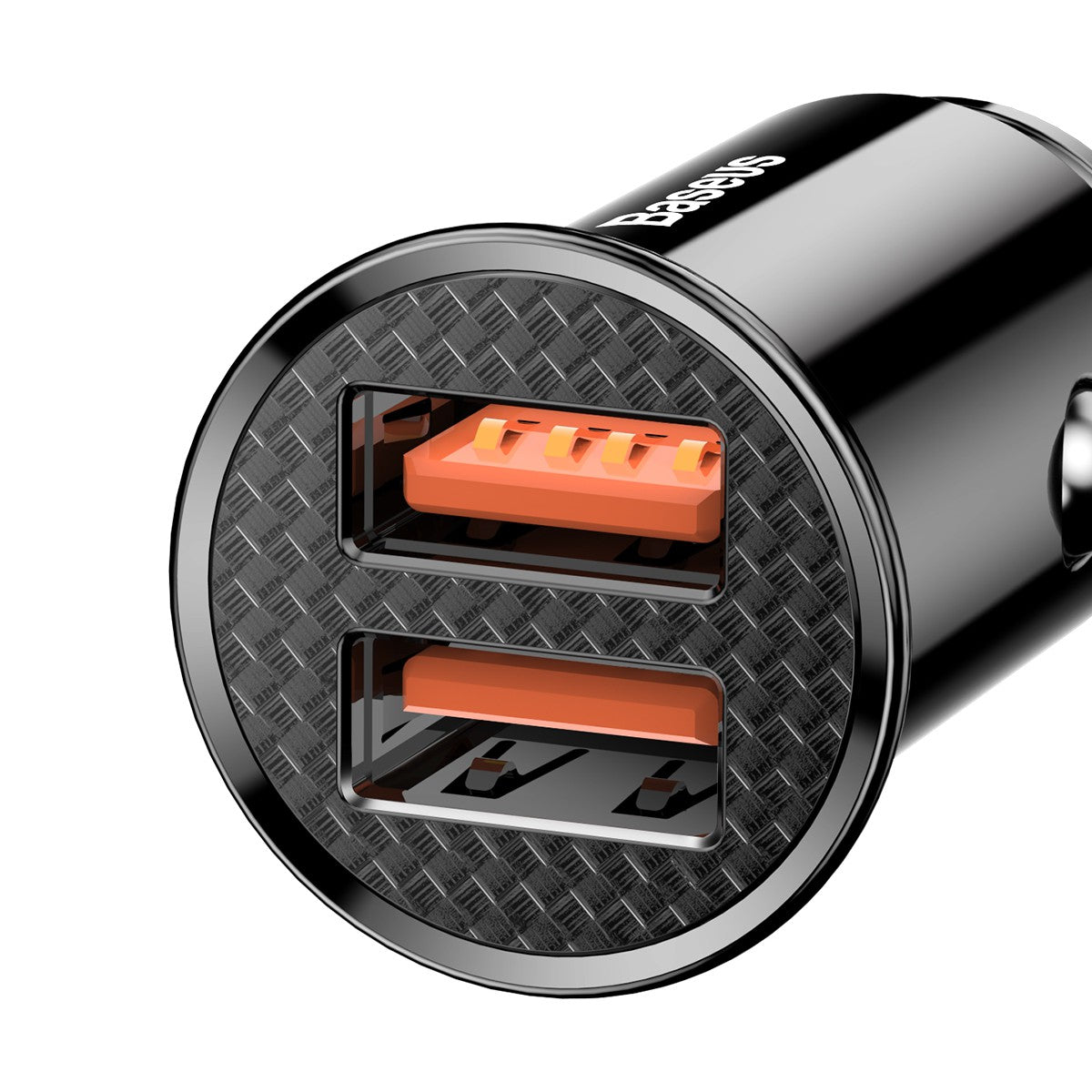Baseus Circular Plastic A+A 30W Dual QC3.0 Quick Car Charger-Black USB A