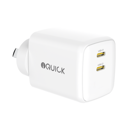 iQuick Nano Energy 2 45W dual USB-C charger - White