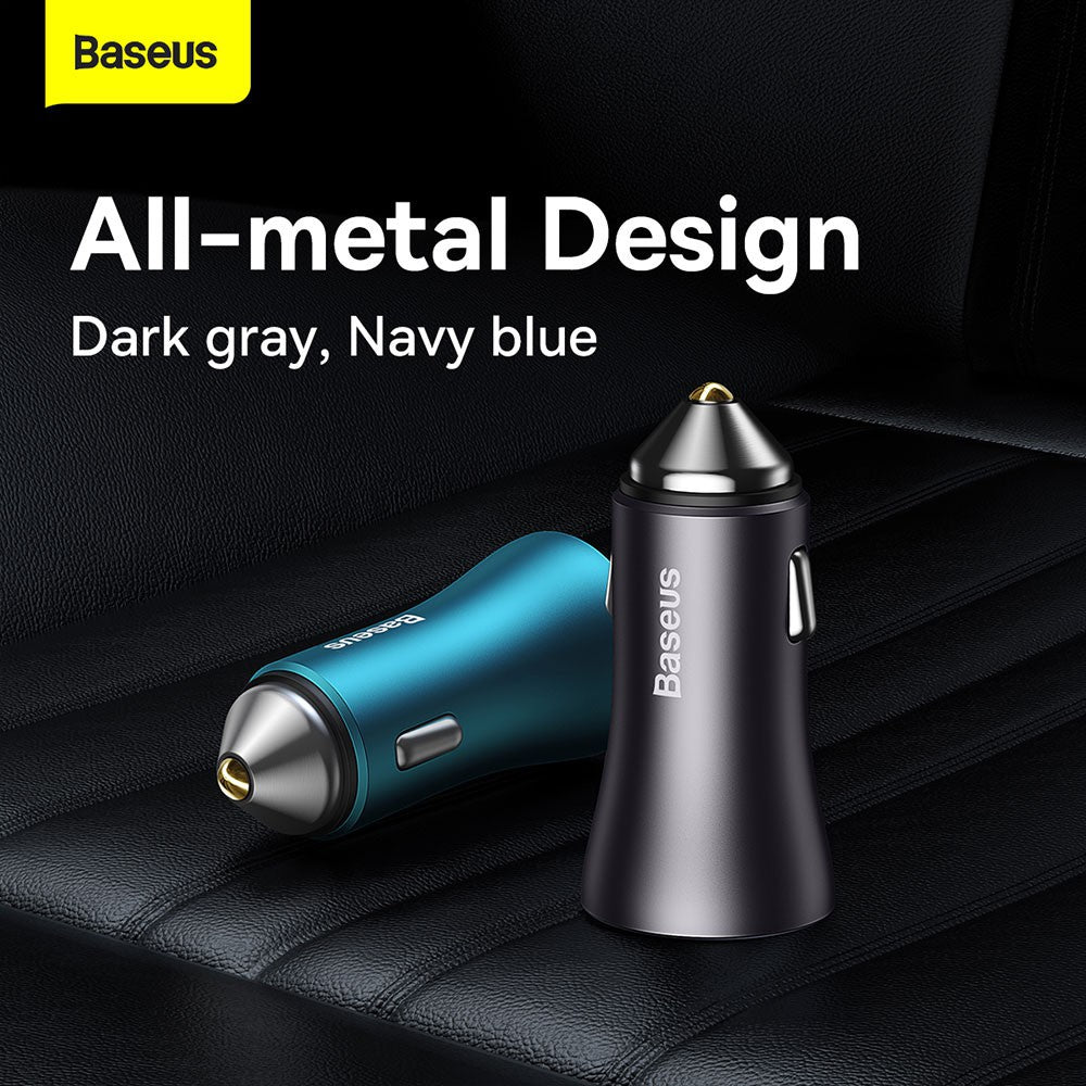 Baseus Golden Contactor Max Dual Fast Charger Car Charger U+U 60W (Dark Gray)