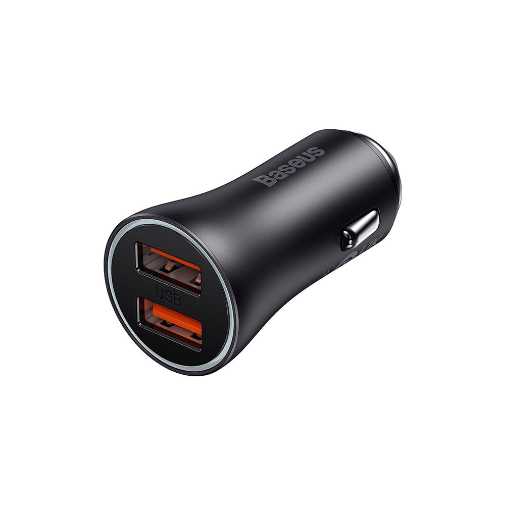 Baseus Golden Contactor Max Dual Fast Charger Car Charger U+U 60W (Dark Gray)