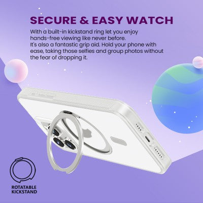 Redefine 360° Rotation Stand Magnetic Matte Case for iPhone 15 Pro Max White - New
