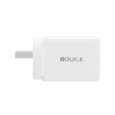 iQuick GaN II 45W PD3.0 Dual USB-C Ports Charging Adapter-White