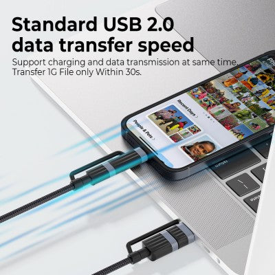 iQuick TransWire I Series 4-in-1 Charging & Data Cable – 1.2 m