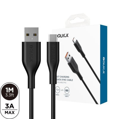 iQuick PVC USB-A to USB-C Fast-Charging Cable – 1 m