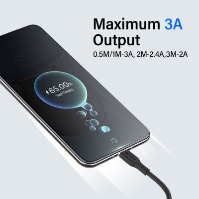 iQuick PowerWire 1 Series TPE Charging Date Cable Type-C to Type-C 2m Compatible for iPhone 15 Series (Black)