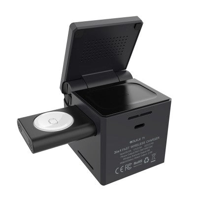 iQuick Cube T1 3-in-1 Foldable Wireless Charger Stand - New