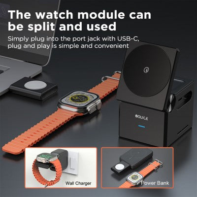 iQuick Cube T1 3-in-1 Foldable Wireless Charger Stand - New
