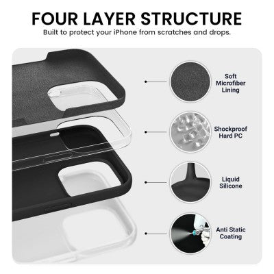 Liquid Silicone Case Cover for iPhone 15 (Black)