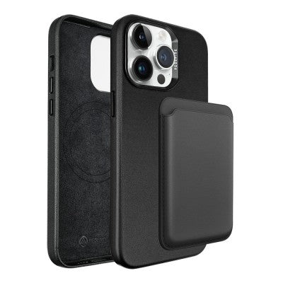 Redefine Metal Camera Lens PU Leather Magnetic Case for iPhone 15 Pro Max Black - New