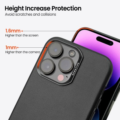 Redefine Metal Camera Lens PU Leather Magnetic Case for iPhone 15 Pro Max Black - New