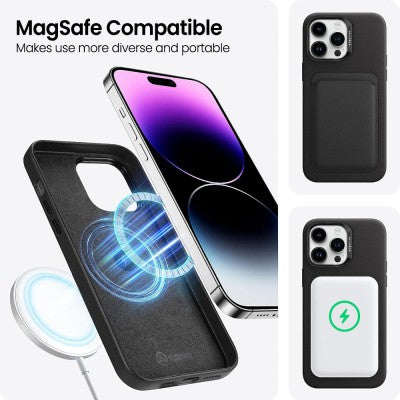 Redefine Metal Camera Lens PU Leather Magnetic Case for iPhone 15 Pro Max Black - New