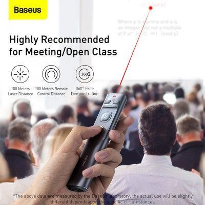 Baseus Orange Dot Wireless Presenter – Red Laser (Charging Version, Grey) NEW
