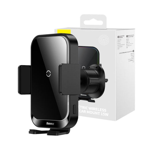 BASEUS HALO Electronic Car Phone Holder 15W INDUCTION CHARGER -BLACK