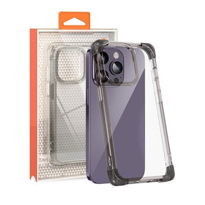 Anti-Shock Space Protective Clear Cover Case for iPhone 15 Pro Max ( Black )