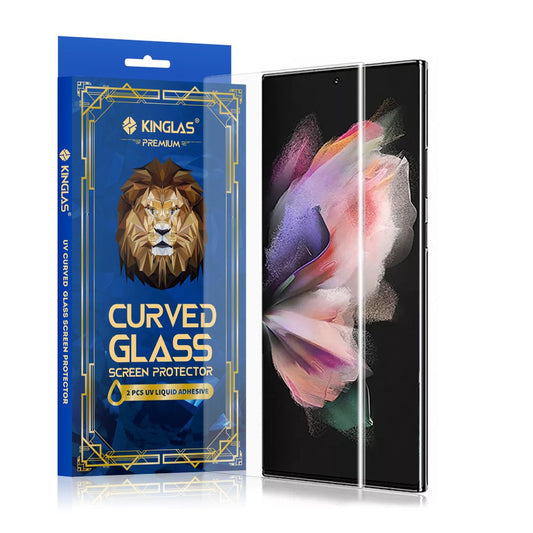 Kinglas 3D Curved UV Tempered Glass Screen Protector For Samsung Galaxy S22 Ultra (UV Liquid Adhesive)
