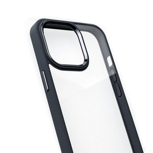 Metal Camera Lens Protection Clear PC Shockproof Case Cover for iPhone 12 Pro Max - Black