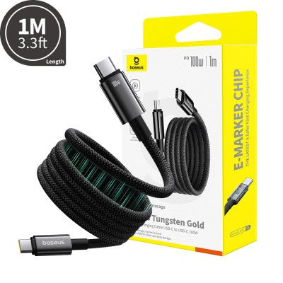 Baseus Tungsten Gold Magnetic Charging Cable USB-C to USB-C 100W (1m) - Cluster Black