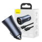 Baseus Golden Contactor Pro Dual Quick Charger Car Charger U+C 40W(Includes Simple Wisdom Data Cable Type-C to iP, 1m) - Dark Gray