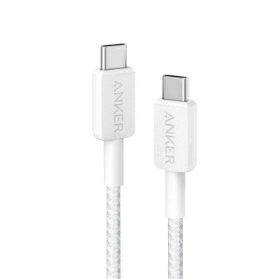 Anker 322 USB-C to USB-C Cable-White (3ft Braided) (A81F5H21) Compatible for iPhone 15 16 Series