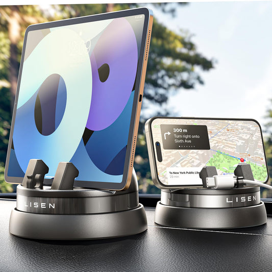 LISEN Phone Holder for Car Dashboard, 360° Rotatable Dash Mount - Universal Fit