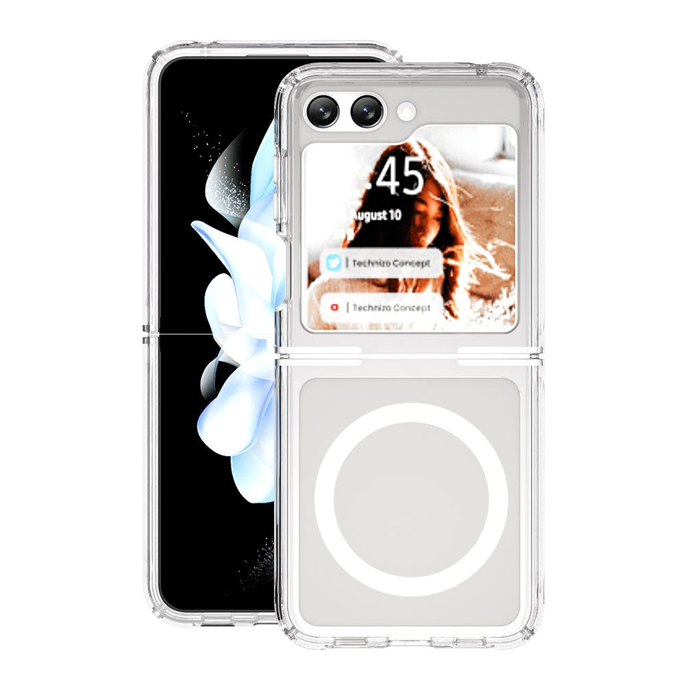 Samsung Galaxy Z Flip6 Ultimate Shockproof Transparent Case Cover with Magnetic Ring — Clear