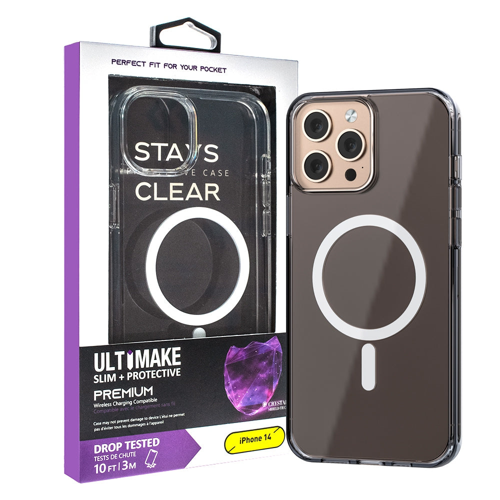 iPhone 13 / 14 Ultimate Shockproof Transparent MagSafe Case Cover — Clear Black