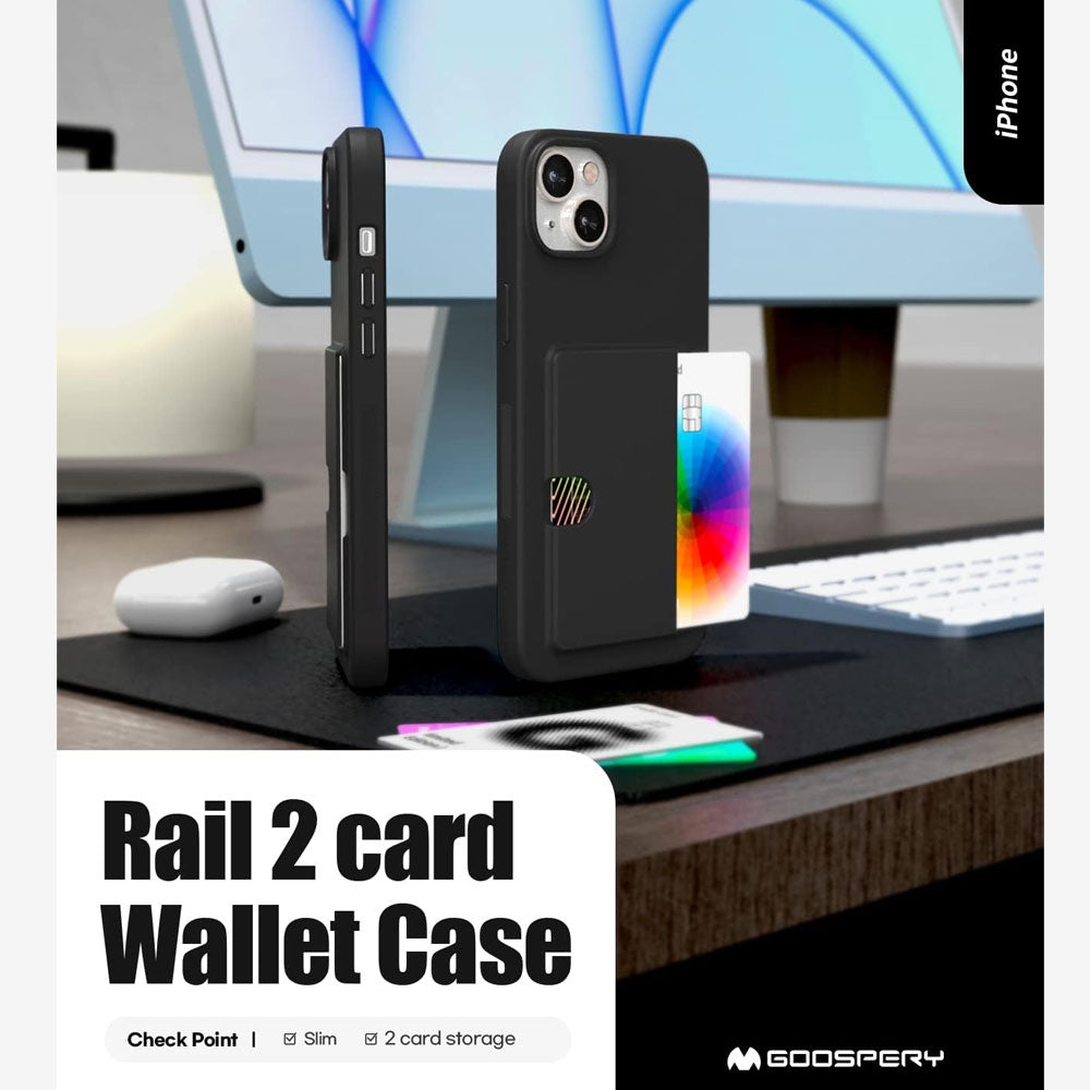 Rail 2 card holder case iPhone 13 black, card slot detail