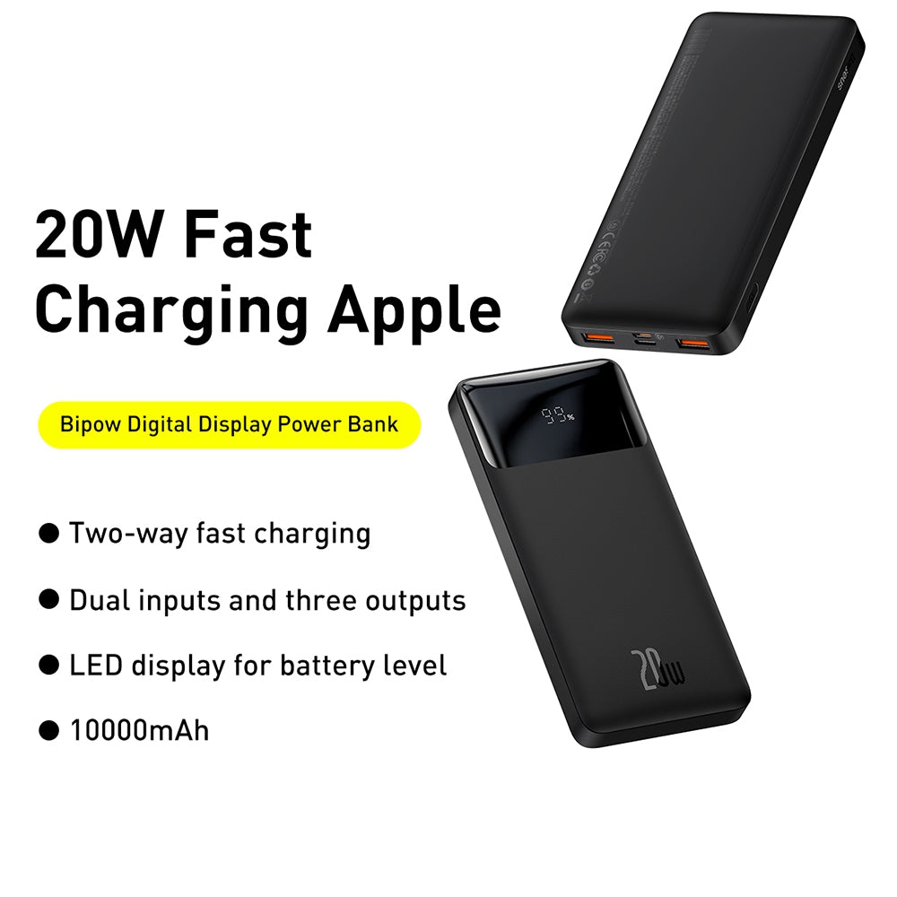Baseus Bipow Fast Charging Power Bank 10,000mAh 20W - Black