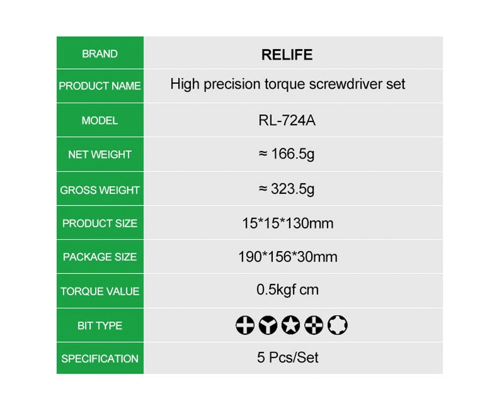 RELIFE RL-724A High Precision Torque Screwdriver Set