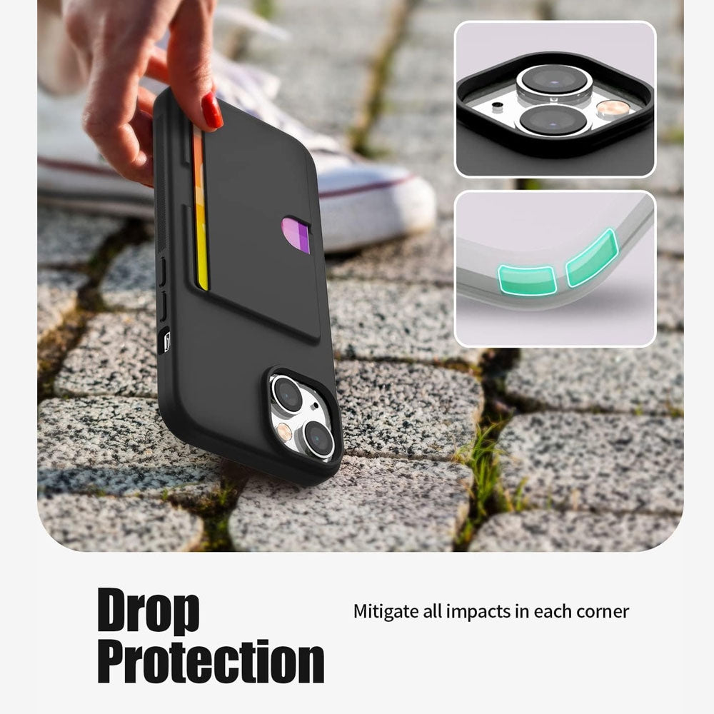 Rail 2 card case iPhone 13 black, slim profile