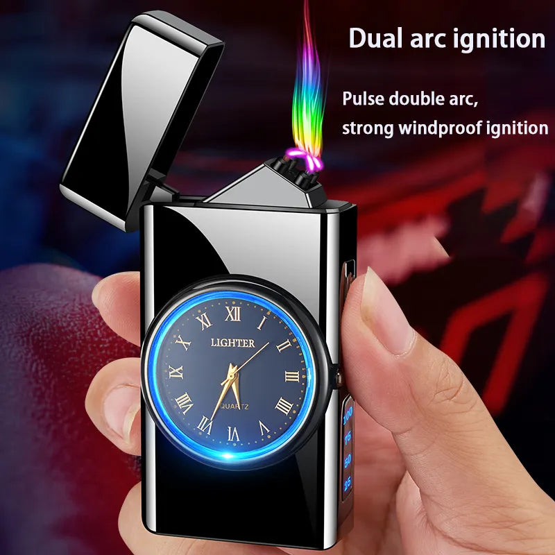 2024 Multifunctional Dual Arc Lighting Watch Lighter Plasma Lighter Windproof Lighter Rechargable