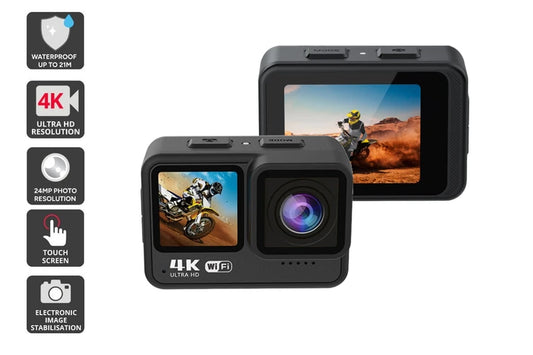 Kogan 4K Dual Touchscreen Waterproof Action Camera – As New