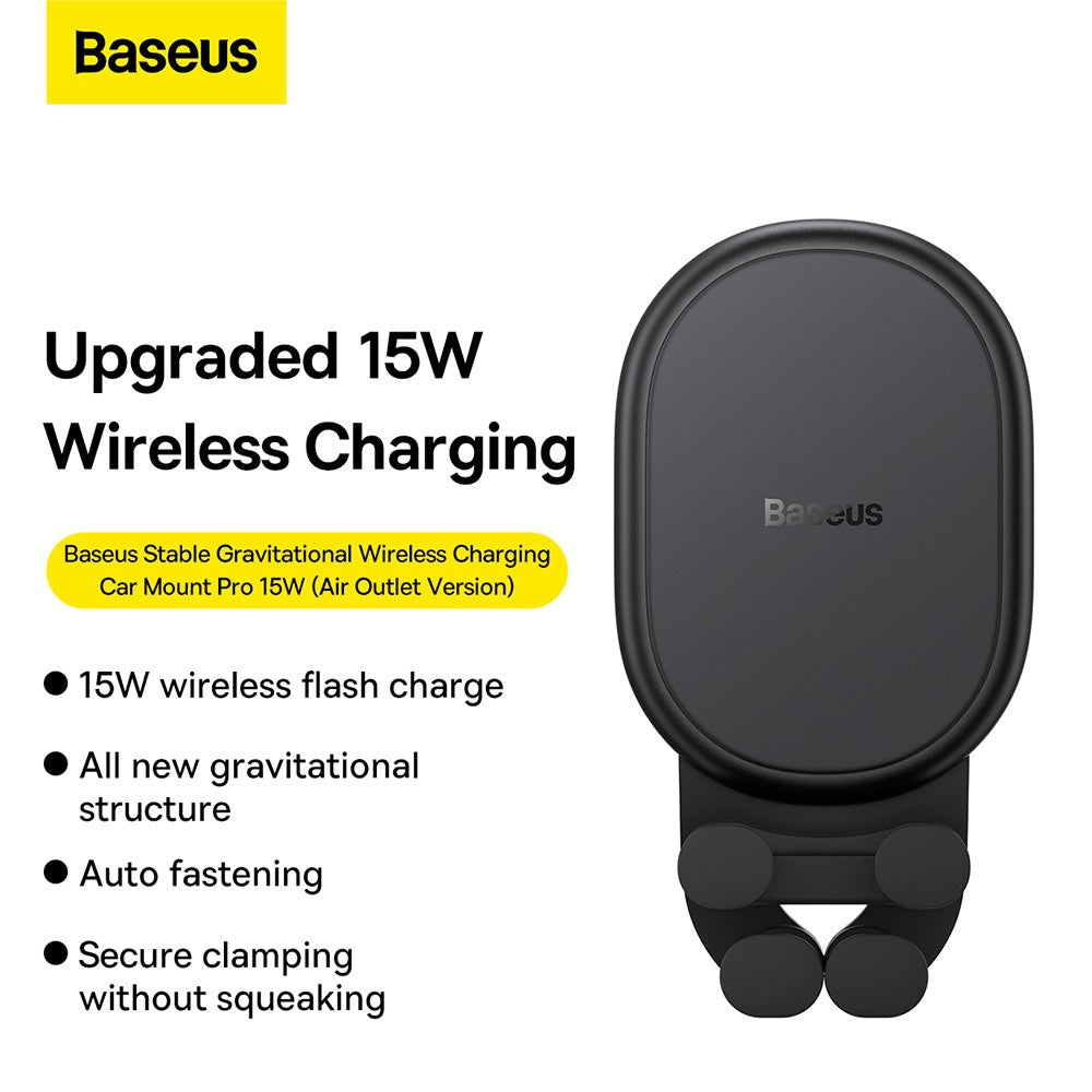 Baseus Stable Gravitational Wireless Charging Car Mount Pro 15W (Air Outlet Version)-Black