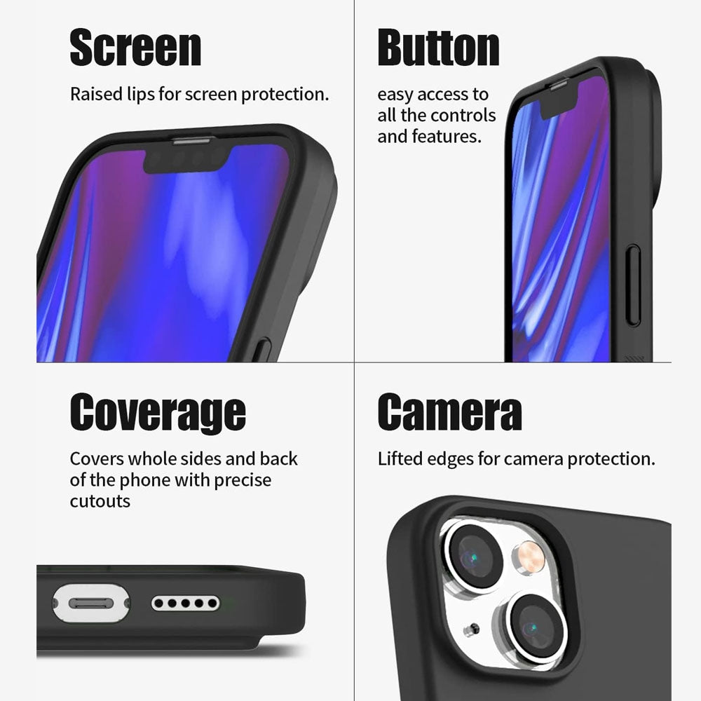 Rail 2 card case iPhone 13 black, raised lip camera protection