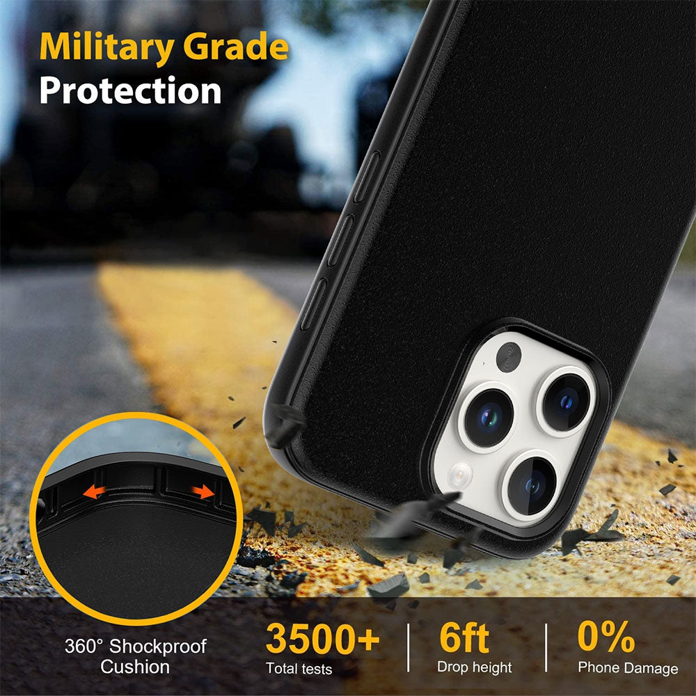 iPhone 17 Pro Hybrid Beatles Shockproof Case Cover with Magnetic Ring — Black
