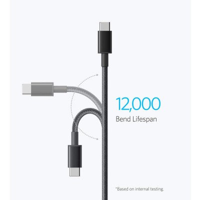 Anker USB-C to USB-C Cable for iPhone 15 Series – 3.3ft 60W Braided (2-Pack, Black) – Brand New
