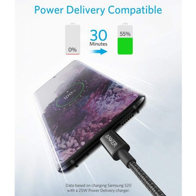 Anker USB-C to USB-C Cable for iPhone 15 Series – 3.3ft 60W Braided (2-Pack, Black) – Brand New