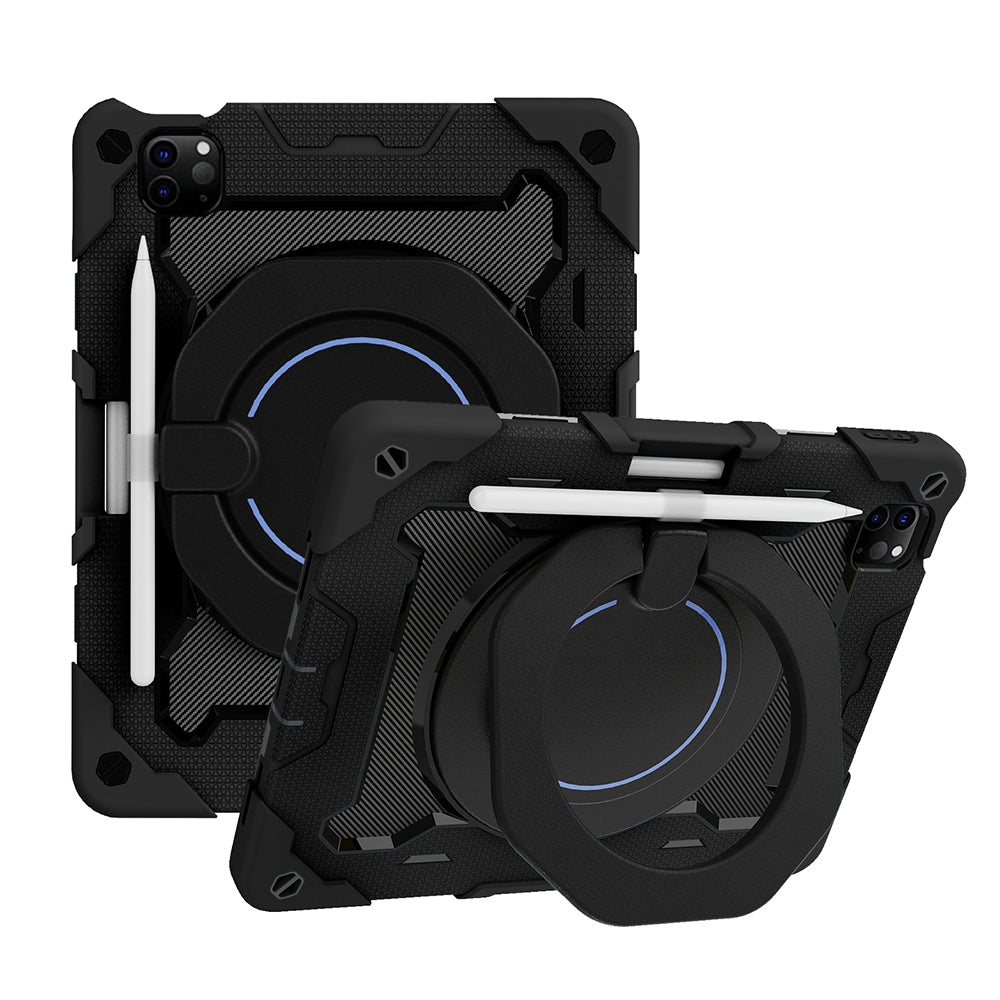 iPad Pro 11 armor case with rotating ring handle and kickstand