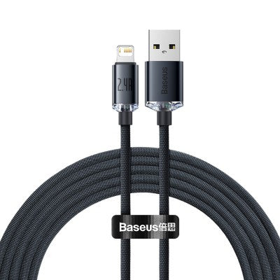 CW-FXP Baseus Crystal Shine Series Fast Charging Data Cable USB to iP 2.4A 2m-Black